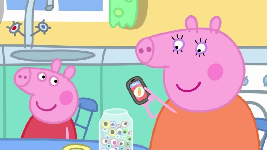 佩奇一家猜测宝宝长势，用水果大小排排看